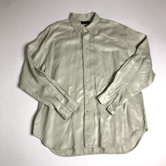 Tommy Bahama Island Soft Mens Shirt Size L Long Sleeve Button Up Beige J56 - Picture 1 of 5